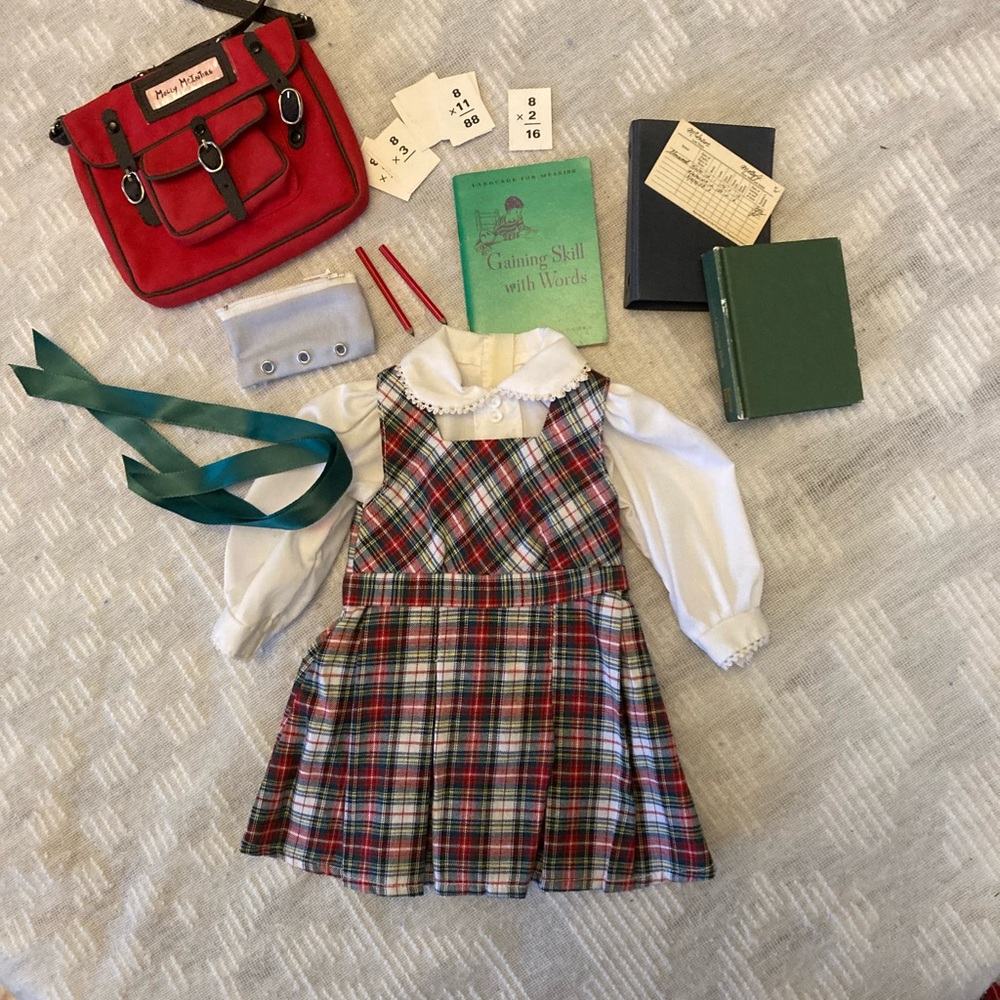VTG Pleasant Company AG Molly School lot. Jumper, Bag, Books , Pencil case.